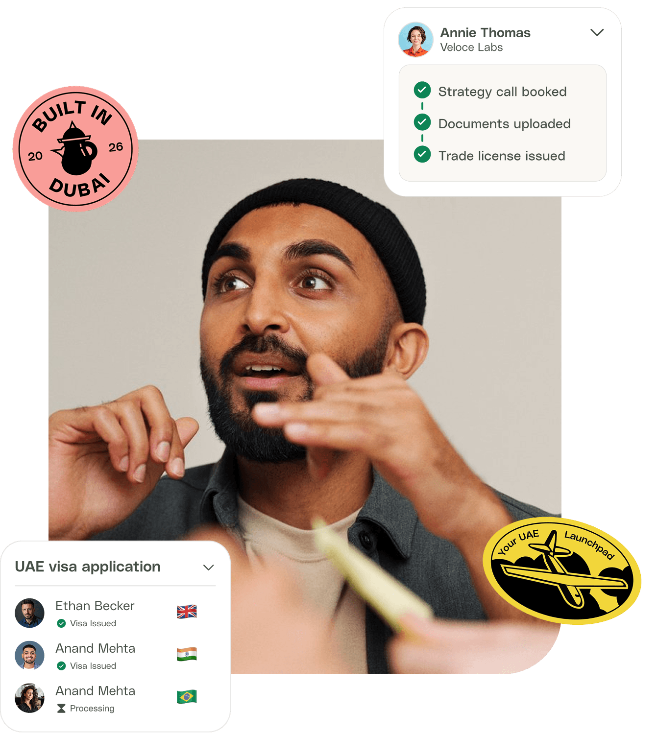 Founder consultation — doYou onboarding checklist, visa statuses, and 'Built in Dubai' badges